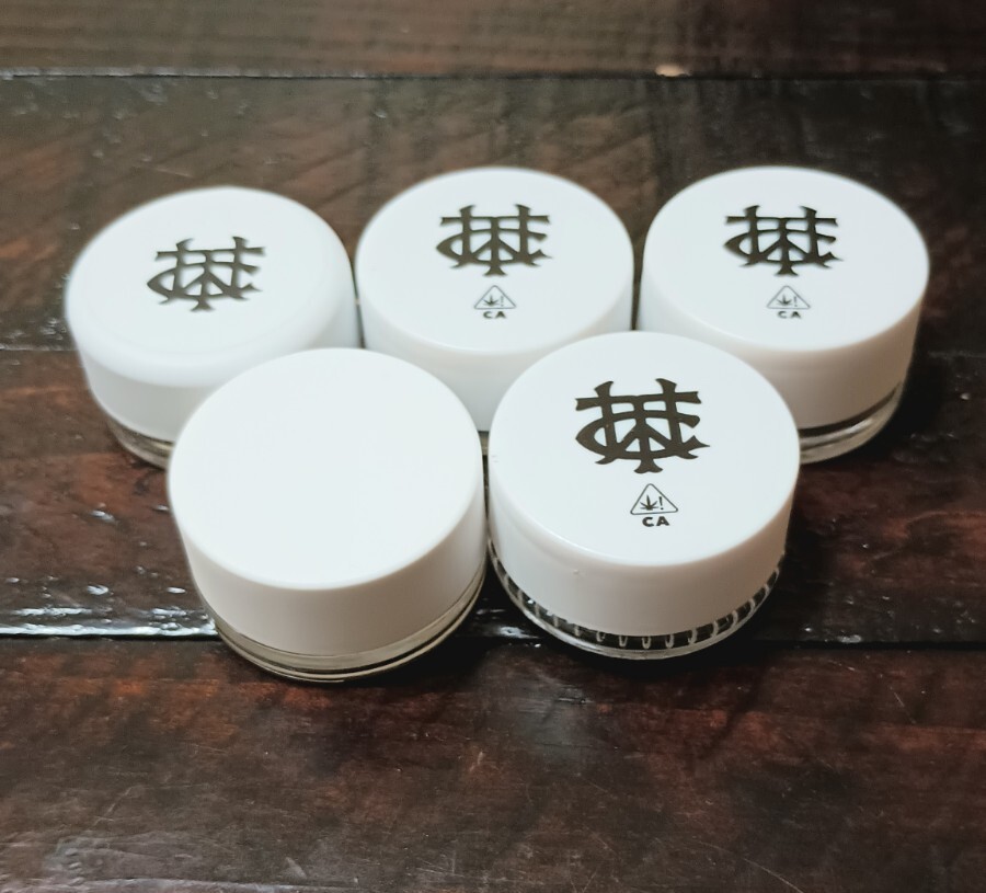 5 Pack Circular 9ml Glass Concentrate Jars With White Lids / Child Resistant