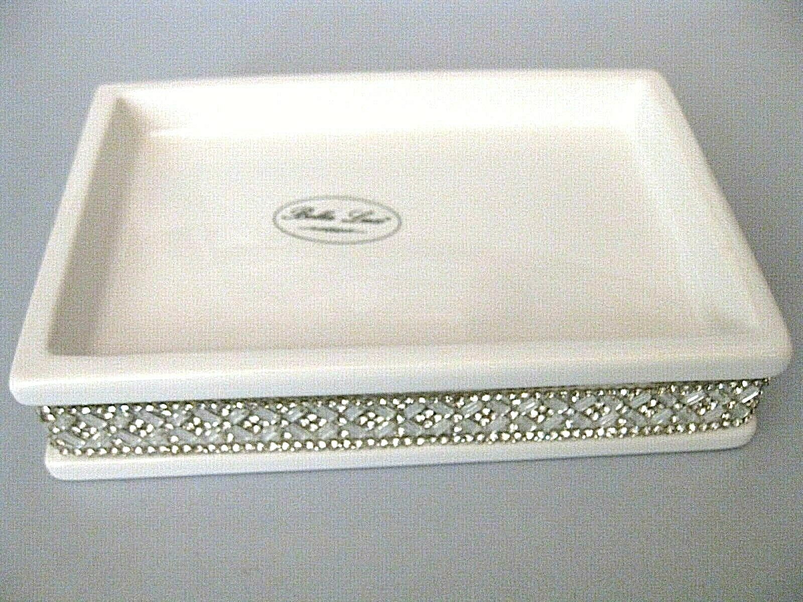 BELLA LUX WHITE CRYSTAL Diamond Rhinestone SOAP DISH Trinket Holder Bathroom