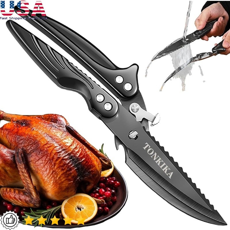 Heavy Duty Kitchen Shears Stainless Steel Poultry Scissors Ergonomic Durable New