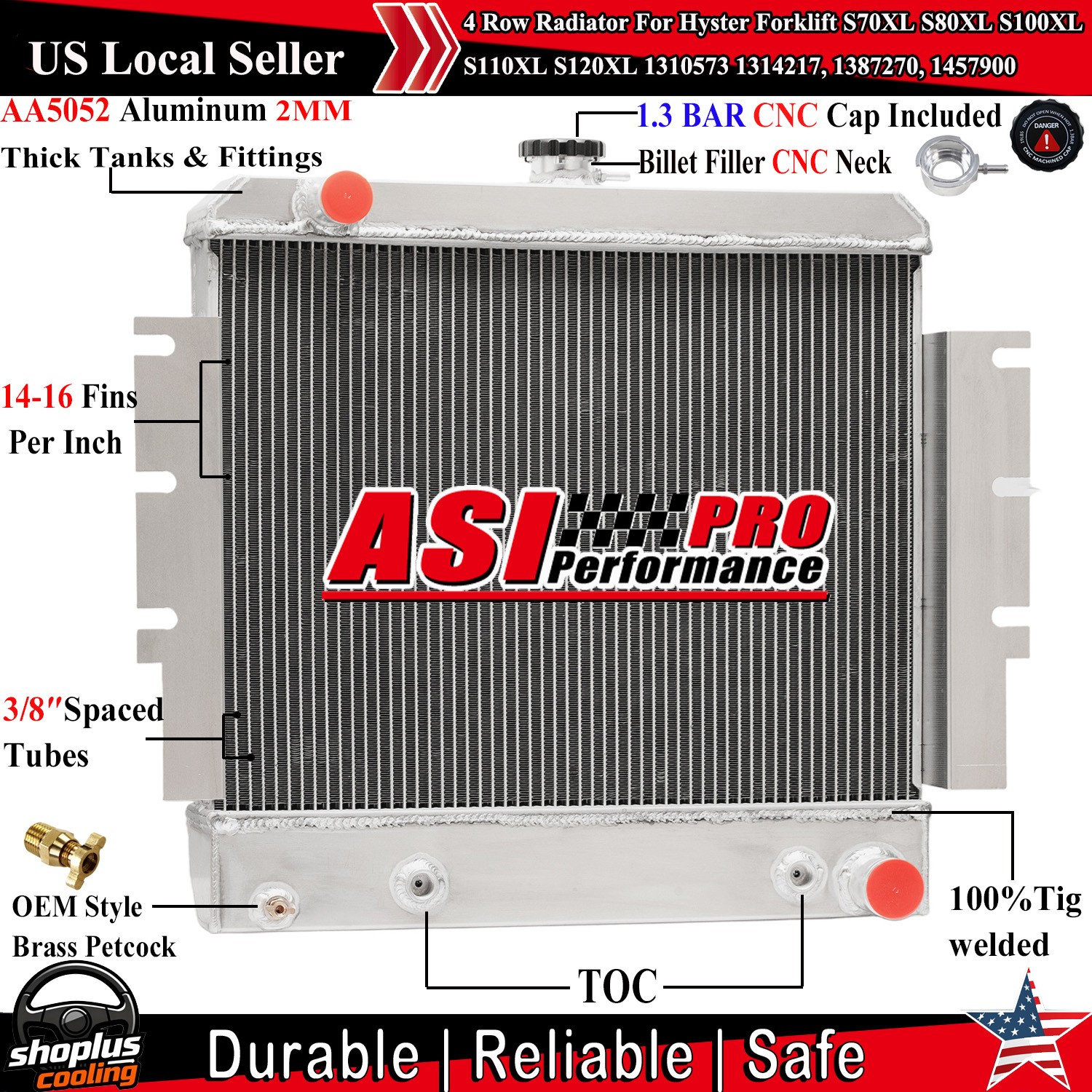 4 Rows Radiator for Hyster Forklift S70XL S80XL S100XL S110XL S120XL #1310573