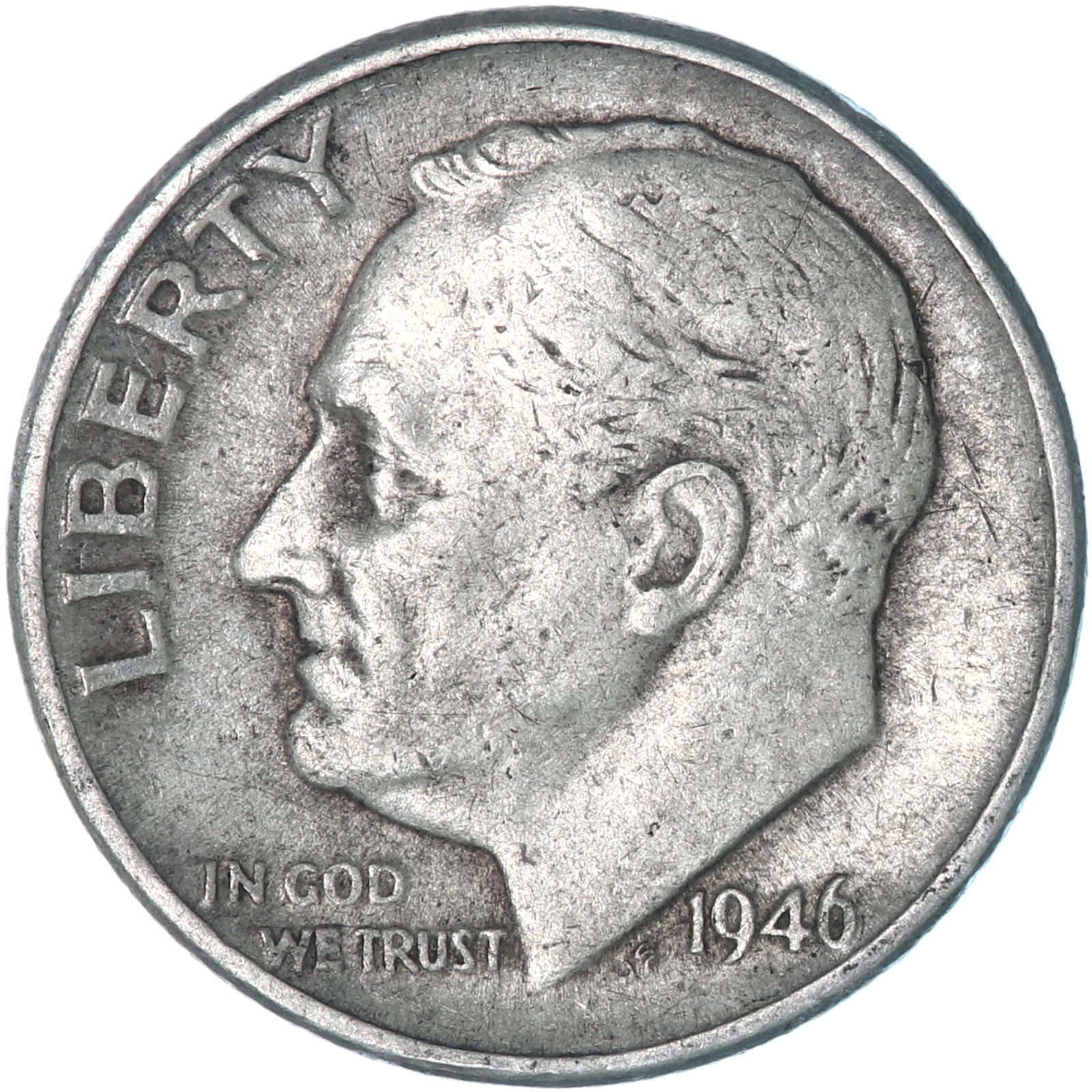 1946 (P) Roosevelt Dime 90% Silver Very Fine VF