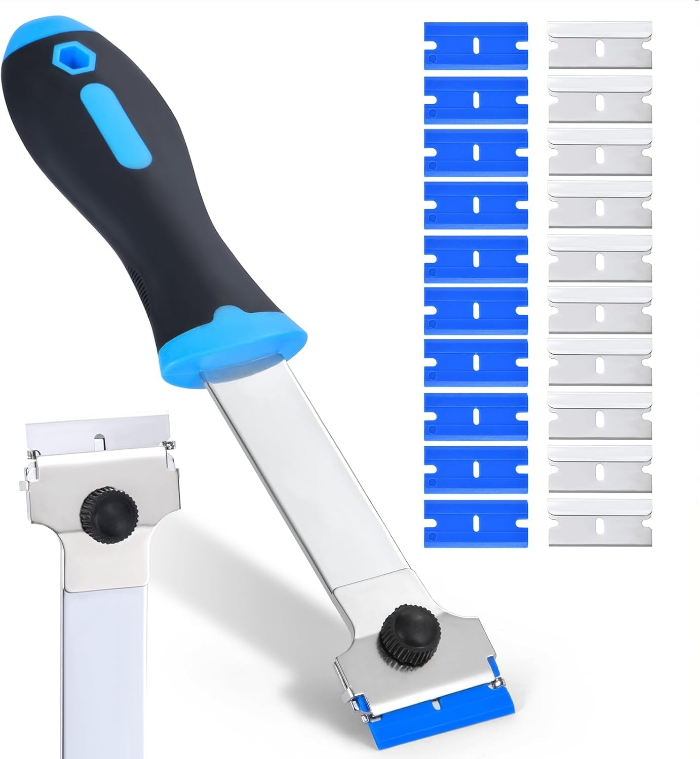 Razor Blade Scraper Tool with 20 Extra Replacement Long Handle