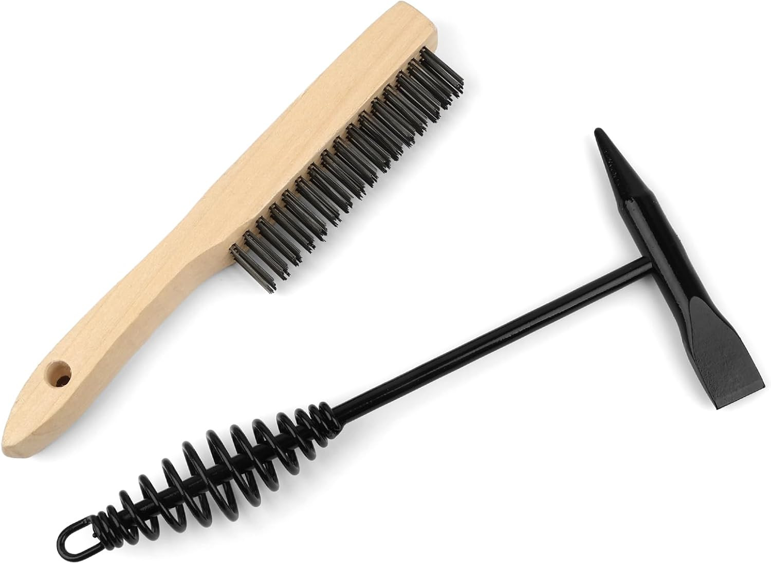 2Pack Welding Chipping Hammer And Wire Brush Set 11 Inch Hammer With Coil Spring