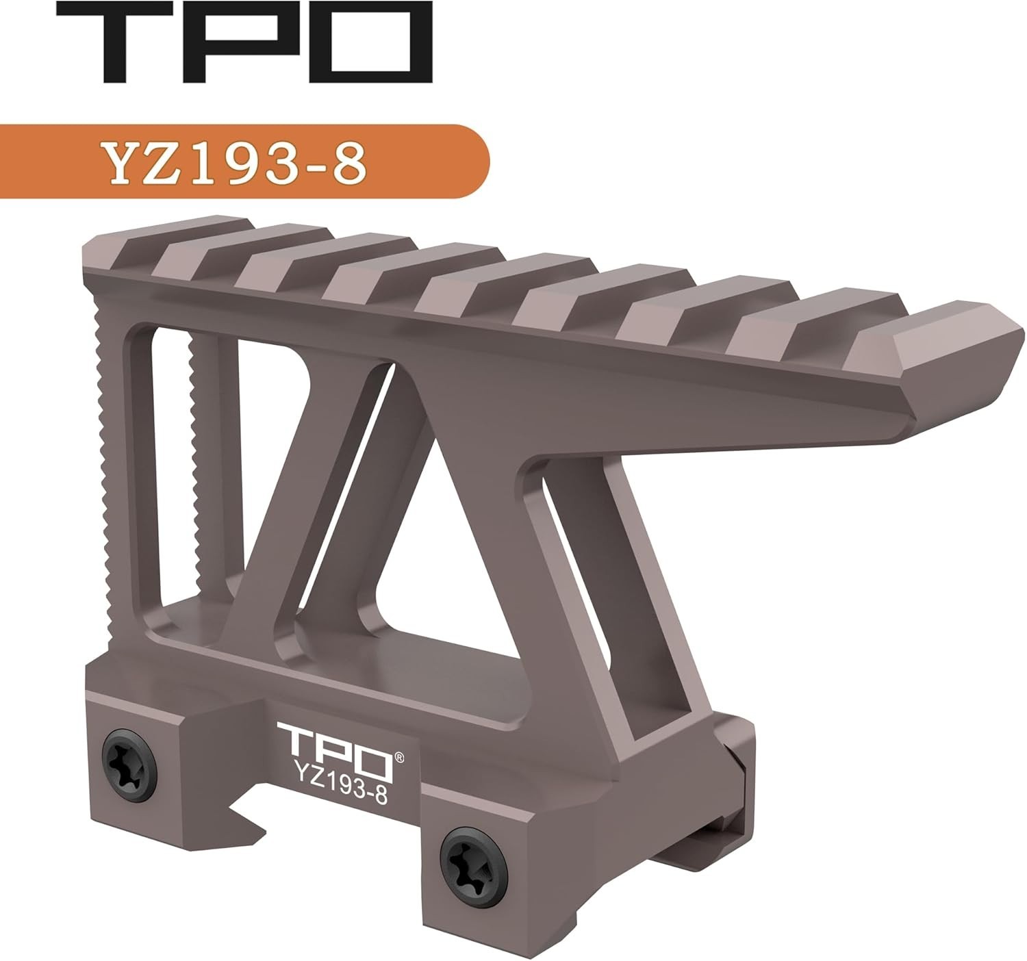 TPO Picatinny Rail Riser Mount 1.93" Height 3.5" Long 8-Slot (YZ193-8) Tan/Color