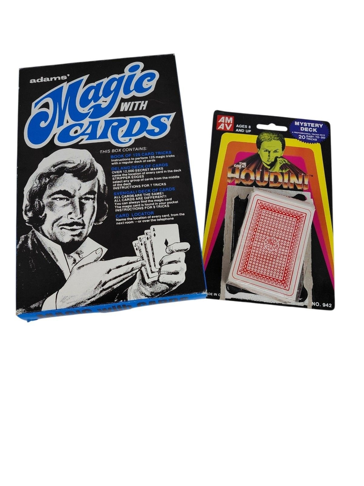 Adam's Magic Cards 1976 With Deland Svengali Decks Vtg & Houdini Deck