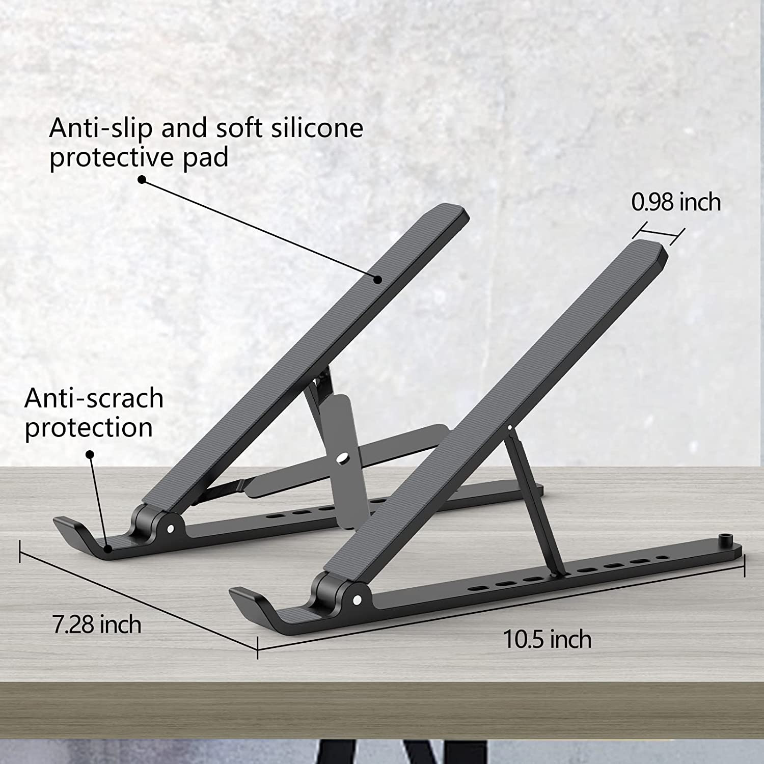 Laptop Stand for Desk, Adjustable Laptop Riser Abs+Silicone Foldable Portable No