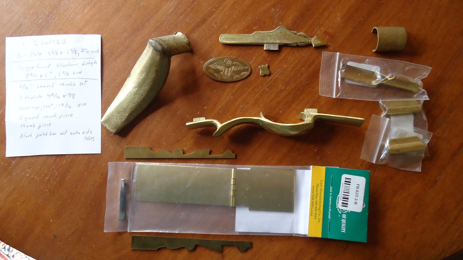 Muzzleloader Parts, Kentucky / Pennsylvania Rifle, Yellow Brass EDWPS6B