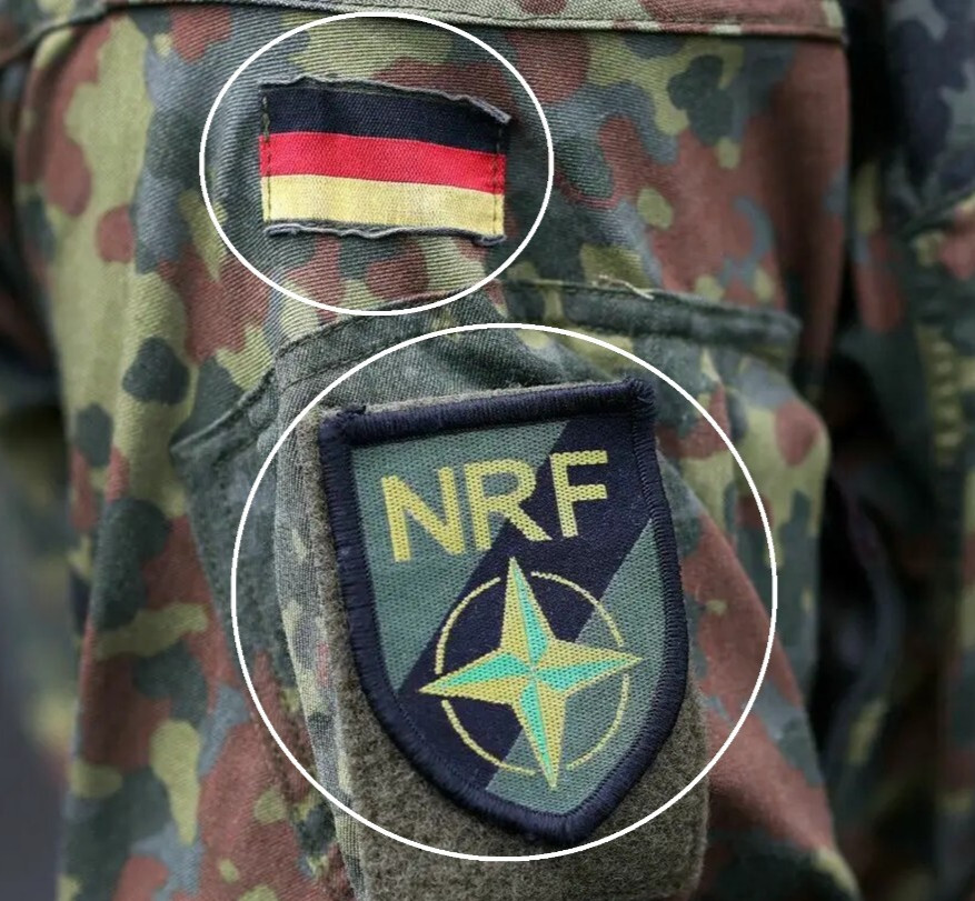NATO RESPONSE FORCE DEPLOYMENT bordering UKRAINE vêlkrö 2-PC: NRF + GERMAN FLAG