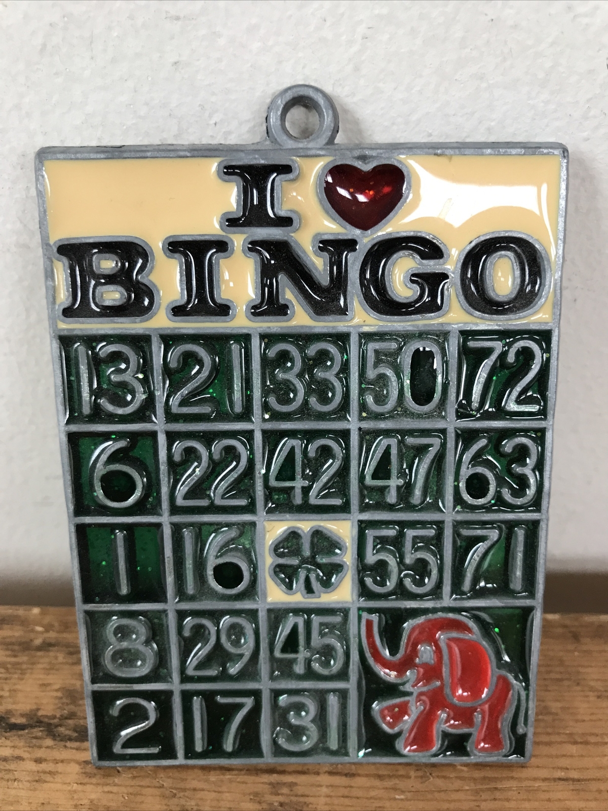 Vintage Metal I Heart Bingo Card Sun Catcher Window Decoration Good Luck Charm