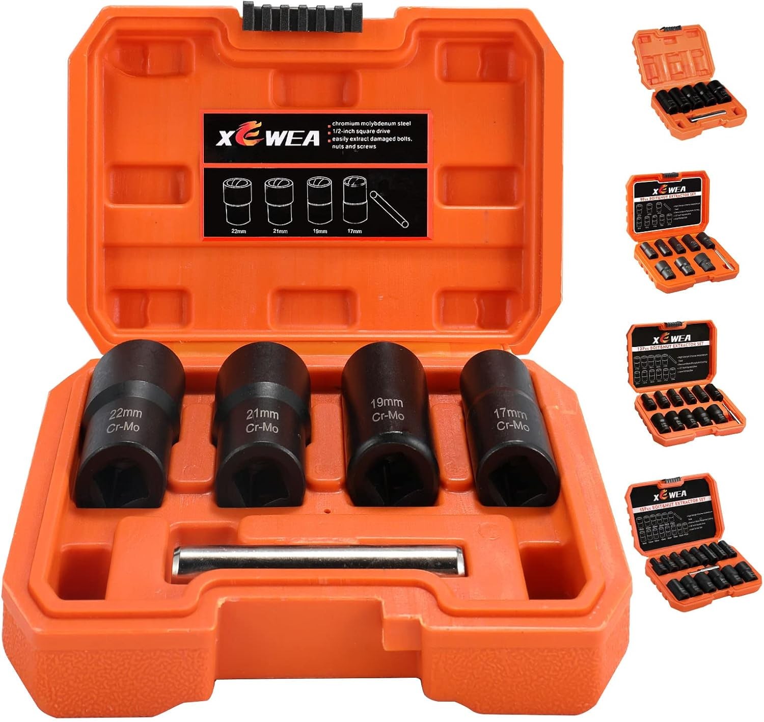 5PC 1/2" Drive Lug Nut Extractor Set for Broken Wheel & Tire Nuts