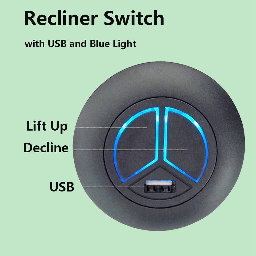 Elegant 2-Key Electric Recliner Switch with USB Charging - 5-Pin Compatibility