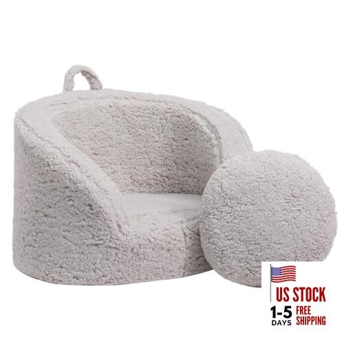 Snug-Arch Toddler Couch, Comfy Foam Baby Chair, Ergonomic Toddler Light Grey