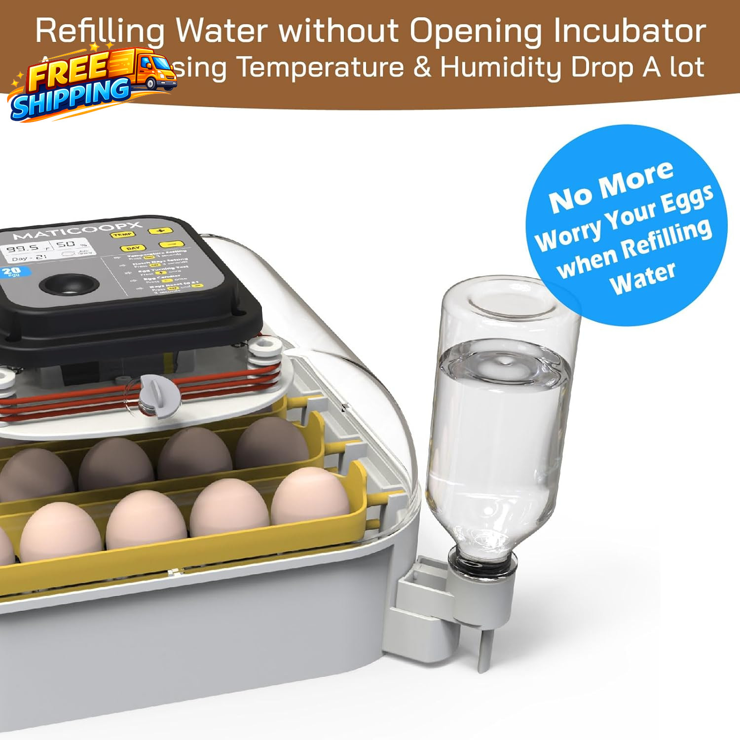 20 Egg Incubator with Humidity Display Egg Candler Automatic Egg Turner
