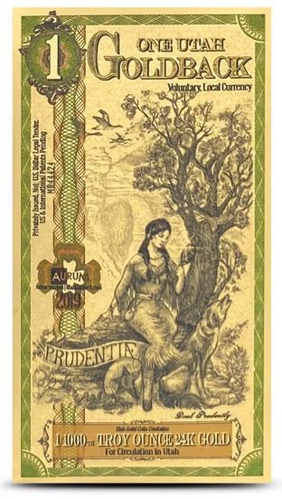 1 Utah Goldback ~ 1/1000th oz 24K Gold Foil Note ~ Authenticated