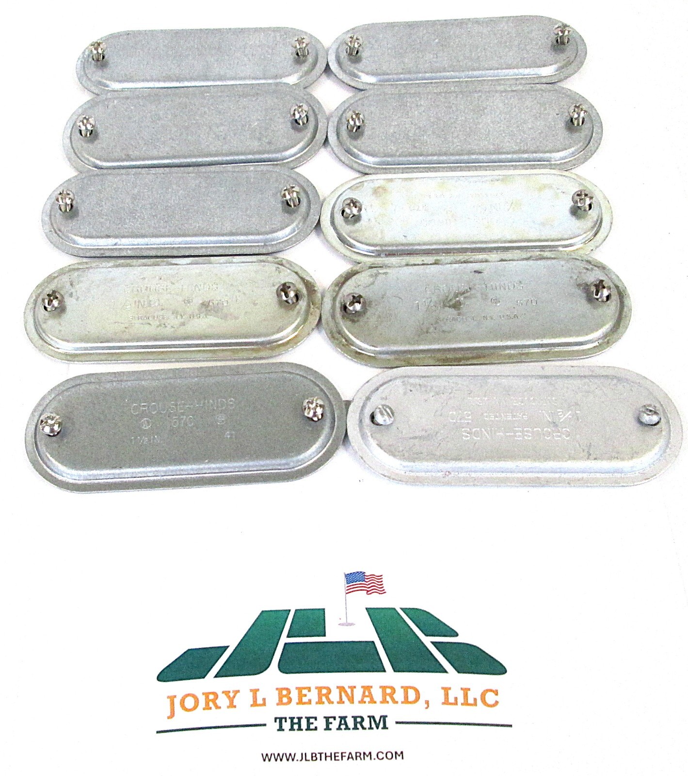 CROUSE-HINDS, 1-1/2", METAL, CONDUIT COVERS, LOT OF 10, SURPLUS