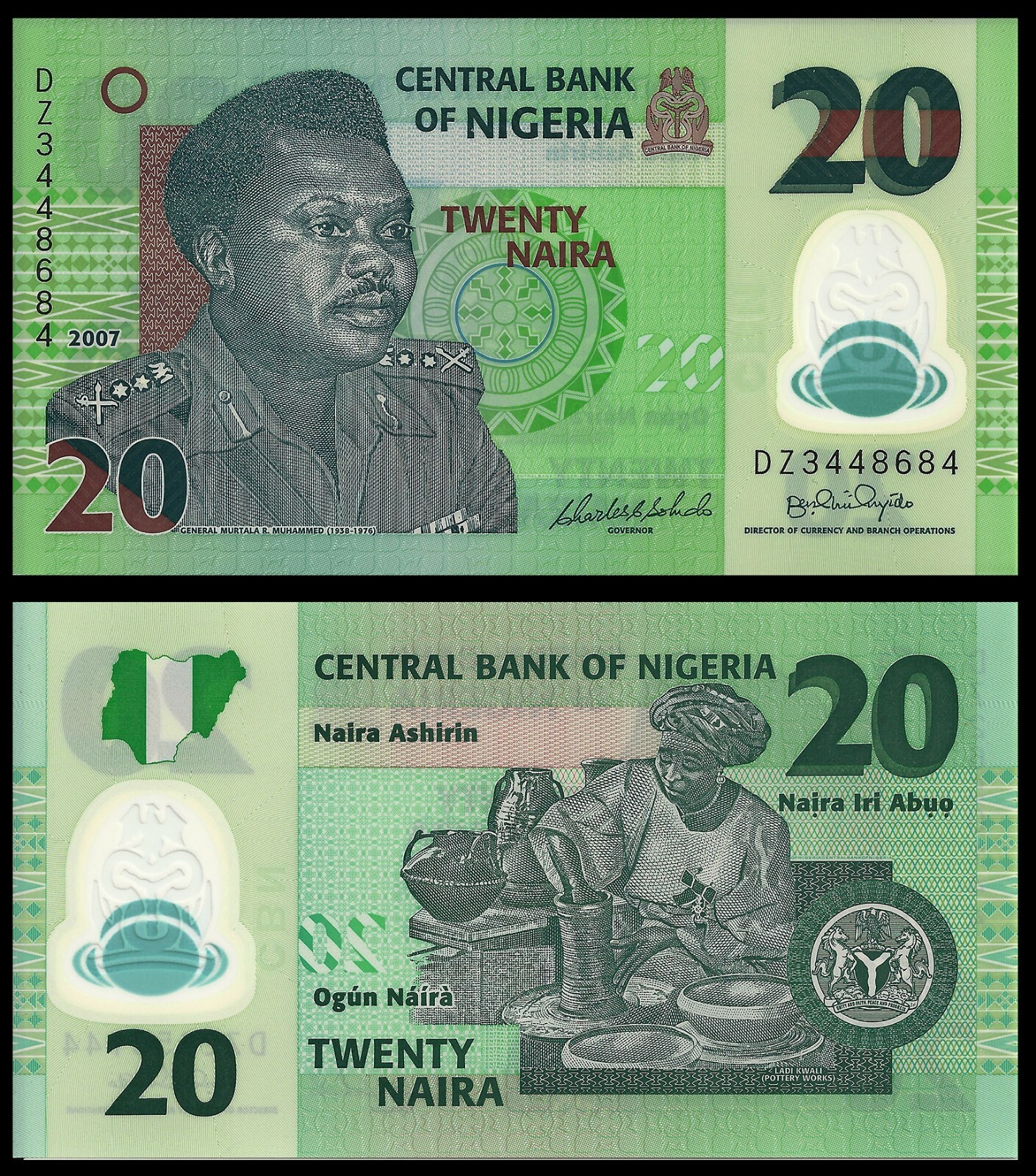 NIGERIA 20 NAIRA 2006 P 34 UNC POLYMER DZ REPLACEMENT NOTE