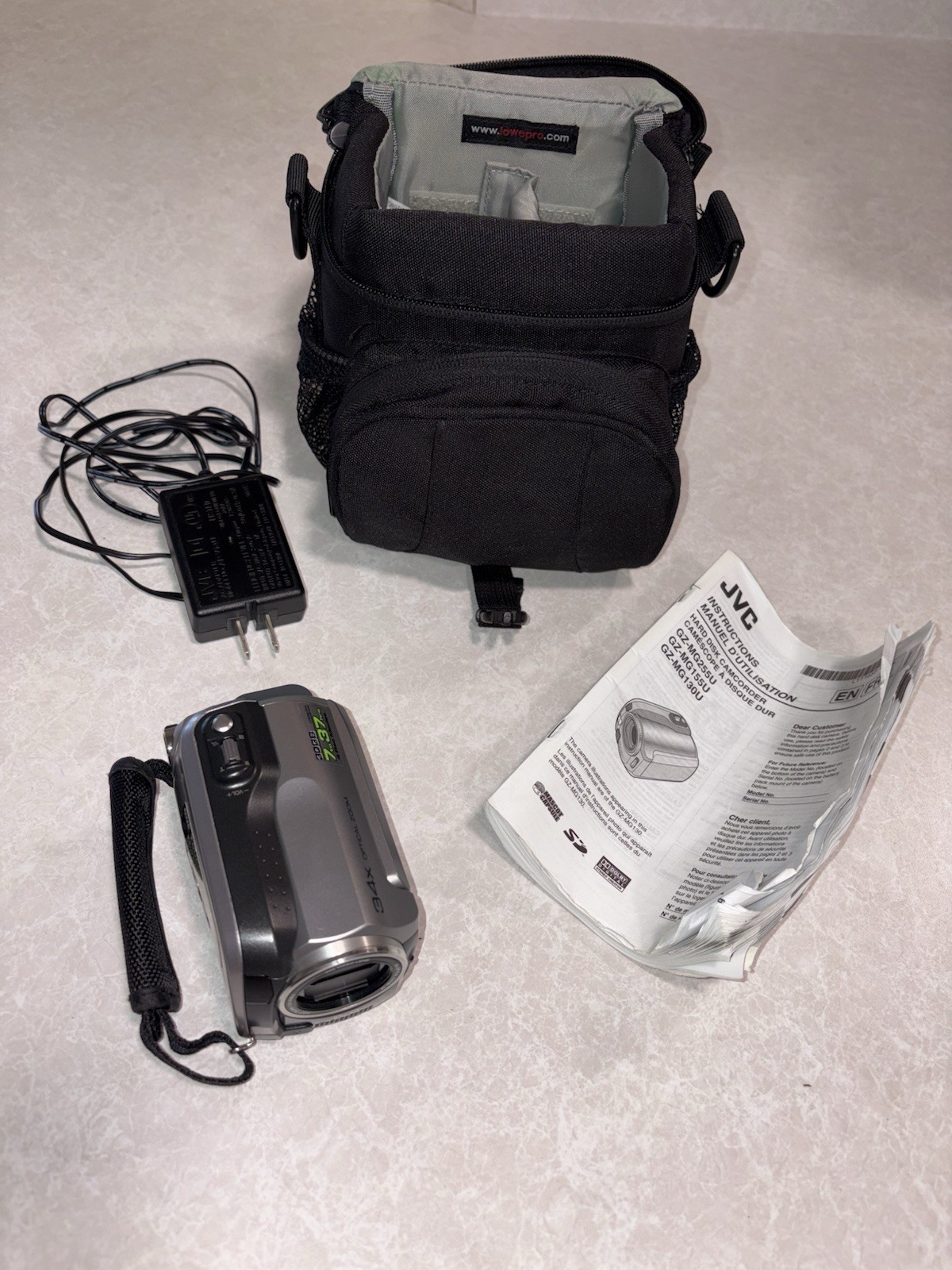 JVC GZ-MG130 30GB Silver Everio Hybrid Camcorder with Carrying Case and Charger