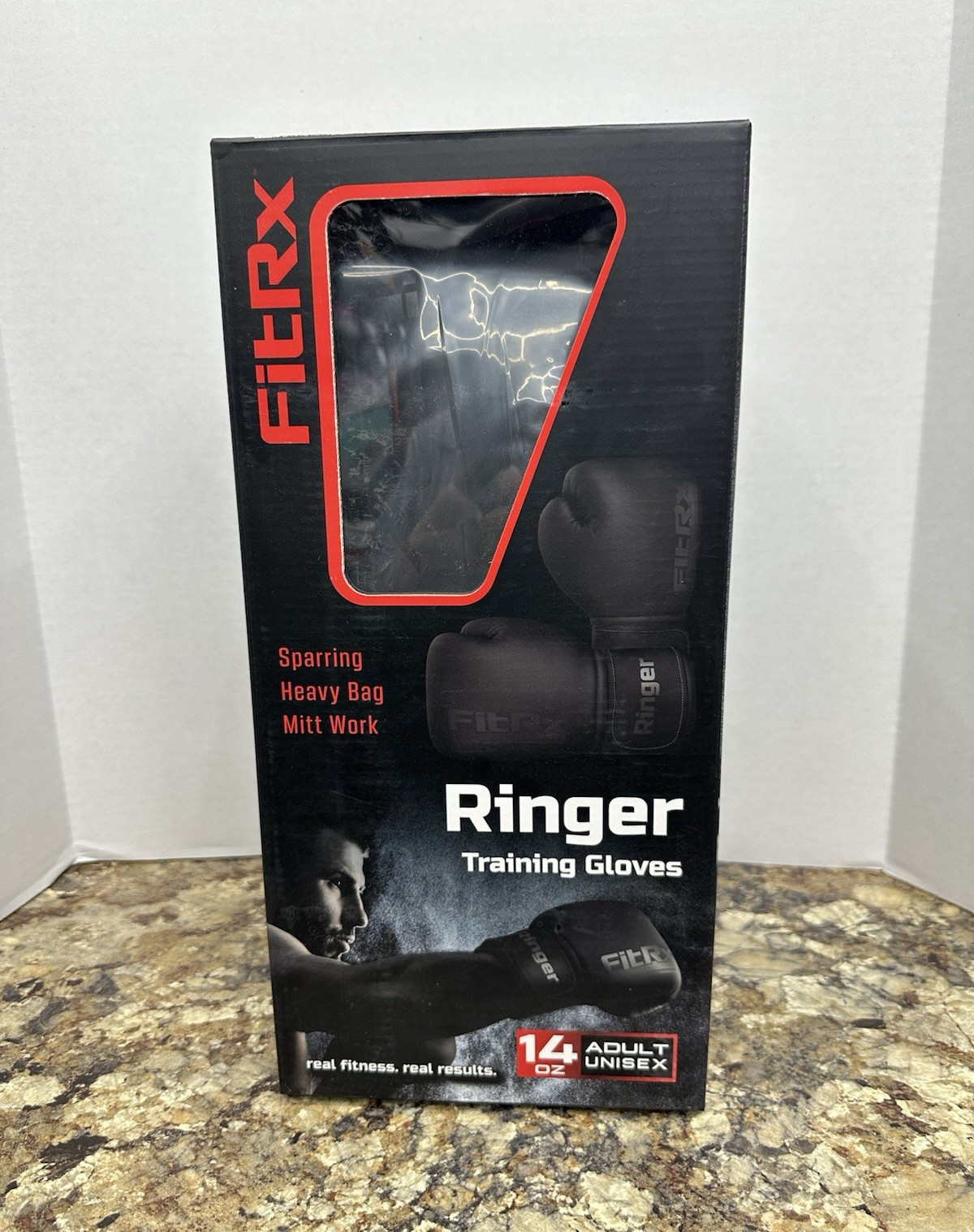 FitRx Ringer Training Boxing Gloves 14 oz Adult Unisex Black