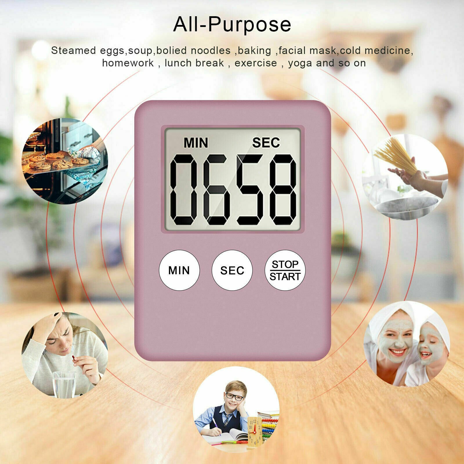 Large LCD Digital Kitchen Cooking Timer Count-Down Up Clock Loud Alarm Magnetic