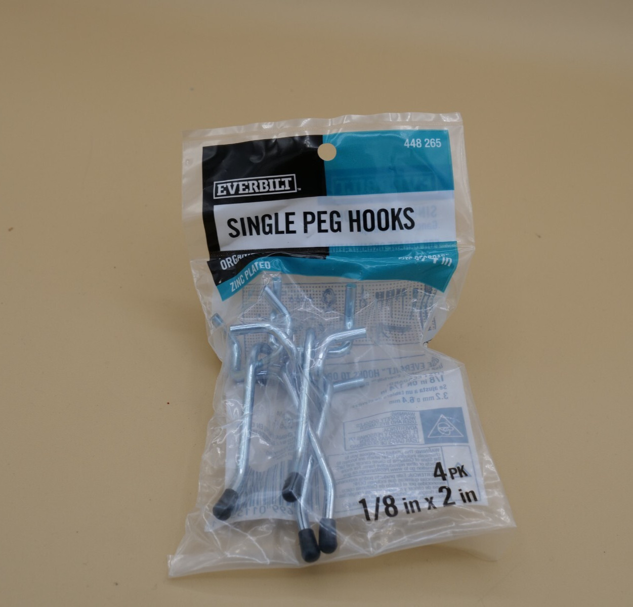 10 LOT OF  Zinc-Plated Steel Single Straight Peg Hooks 1/8 in Pegs (40pcs)