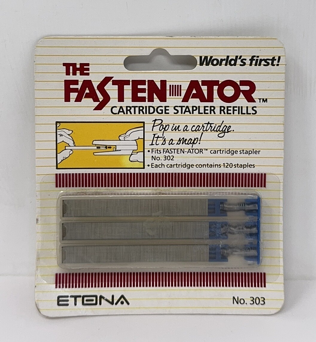 Vintage NEW FASTEN-ATOR 3 Cartridges Stapler Refills No. 303 Etona Fits 302 NOS