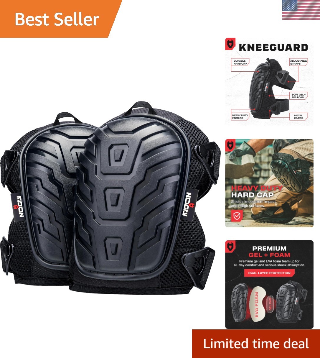 Professional Gel Knee Pads for Work with Soft Foam and Gel Cushion — Heavy Du...