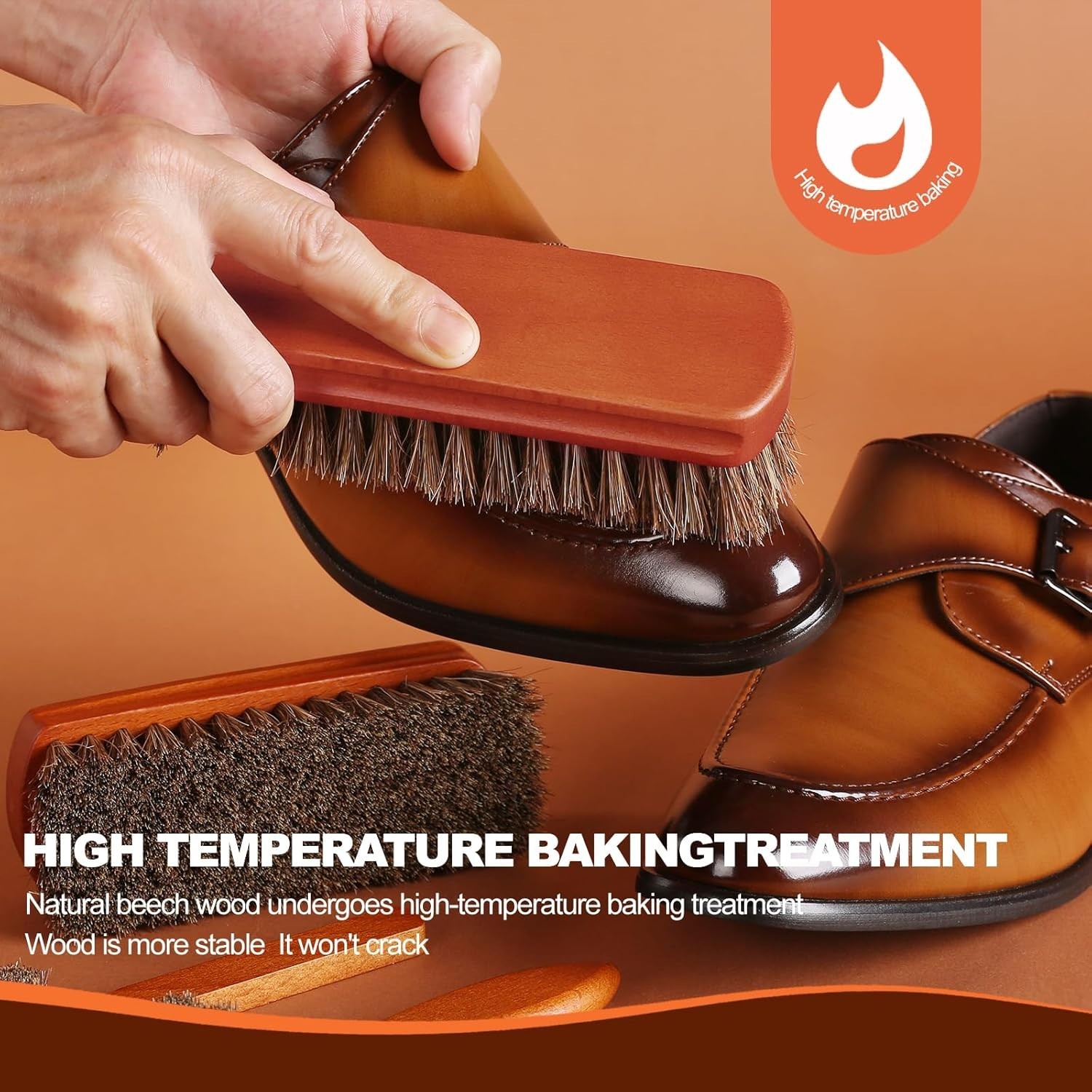 Professional Leather Shoe Brush Set - 4 Durable Brushes for Flawless Shine