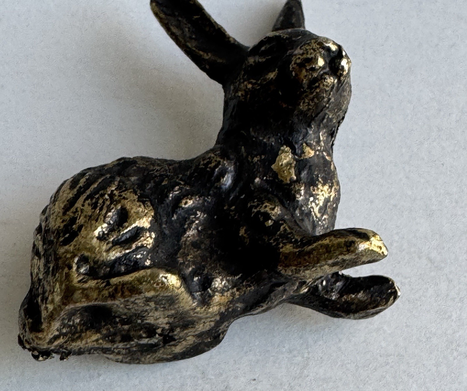 Antique Cold Painted Vienna Bronze Miniature Rabbit  Hare Figurine Doll House