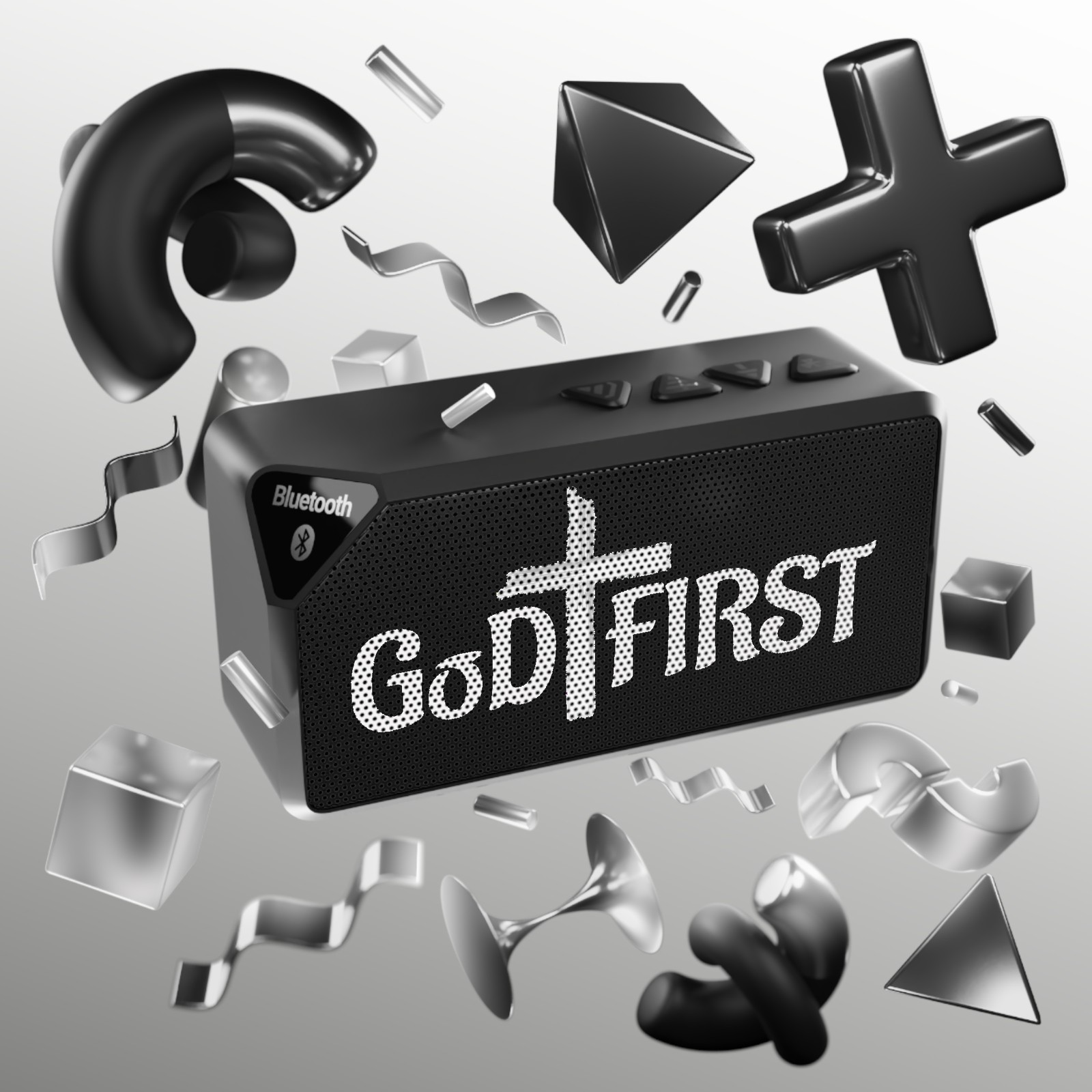 God First Bluetooth Speaker | Faith Typography, Portable Speaker
