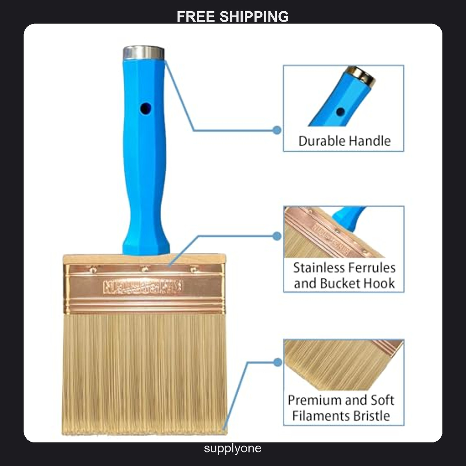 KingOrigin 4-Inch Polyester Paint Brush for Deck Staining and Masonry