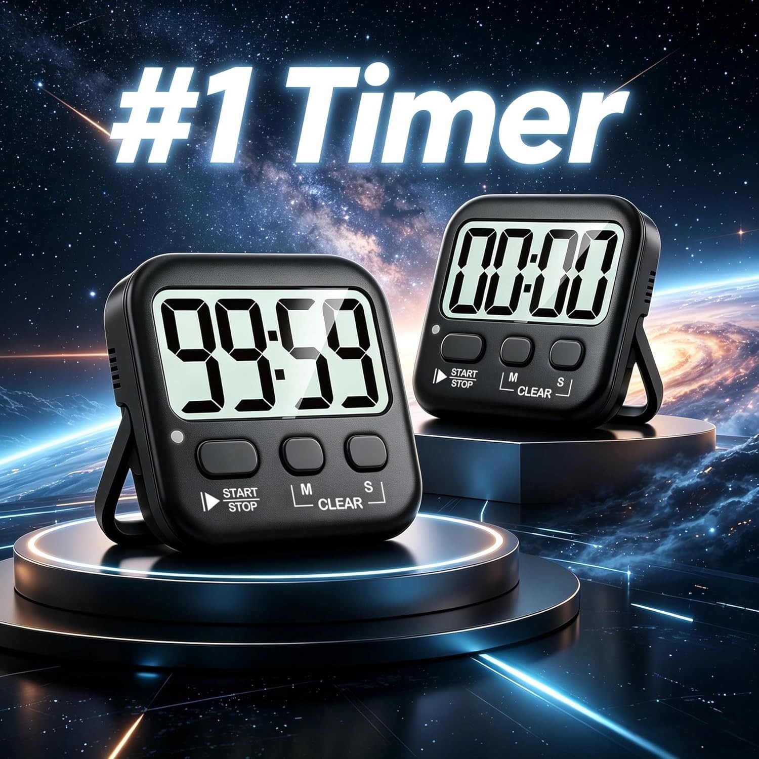 Magnetic Digital Timer Set: Perfect for Cooking & Classroom Activities - Black