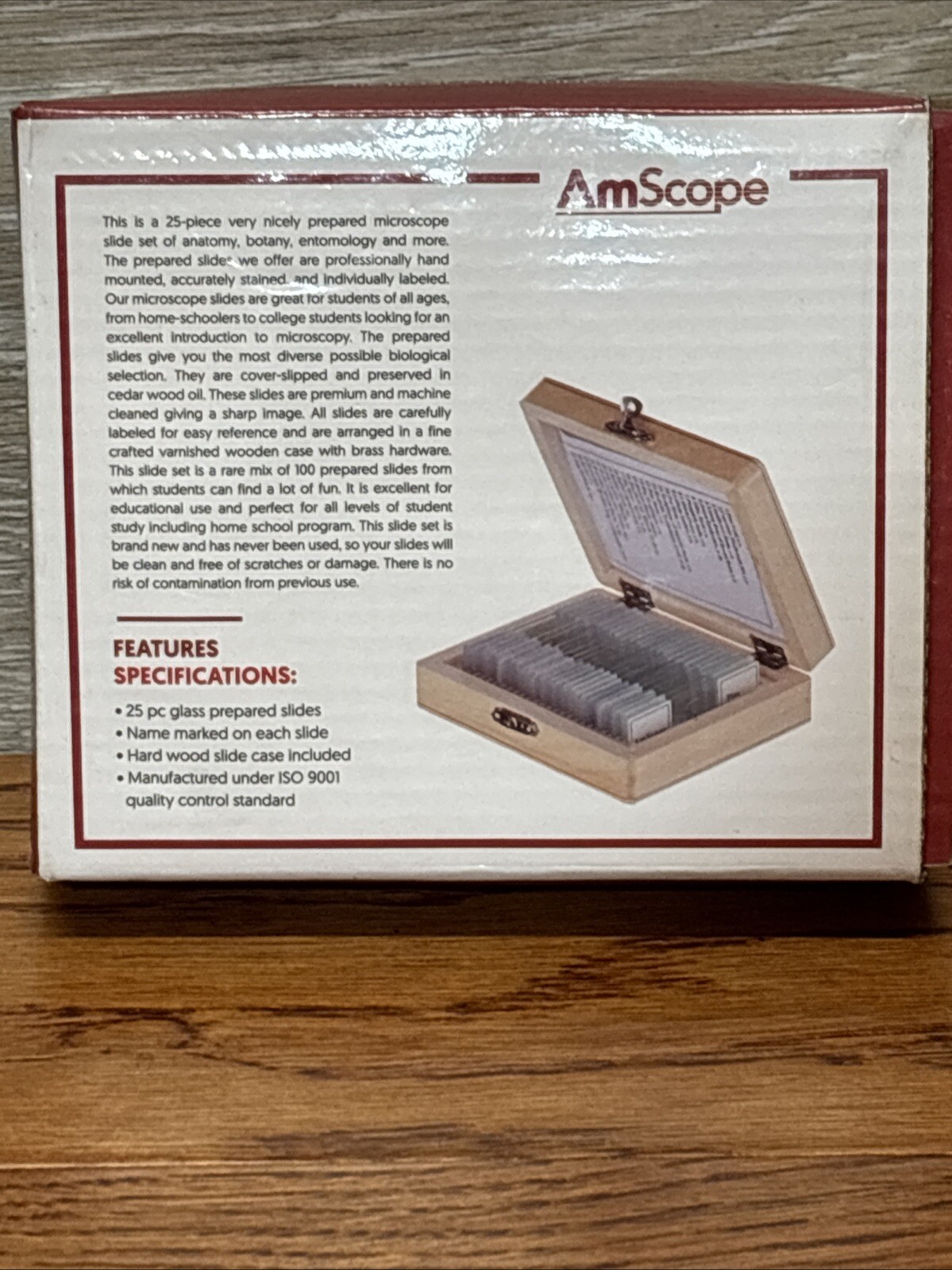 AmScope PS25 Prepared Microscope Slide Set for Basic Biological Science B