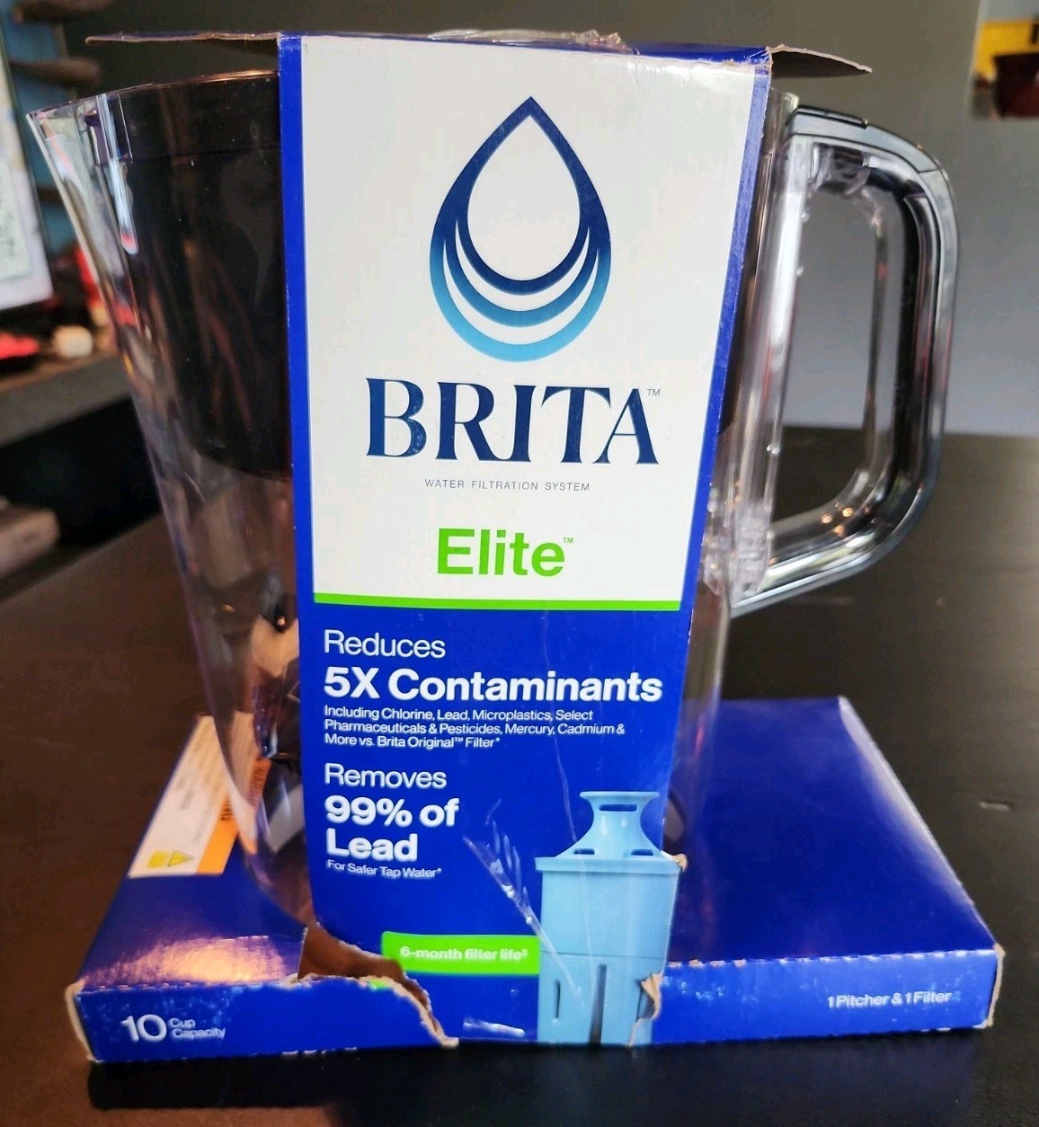 Brita water Filtration System Pitcher w/ Elite Filter - Black - 10 Cup Capacity