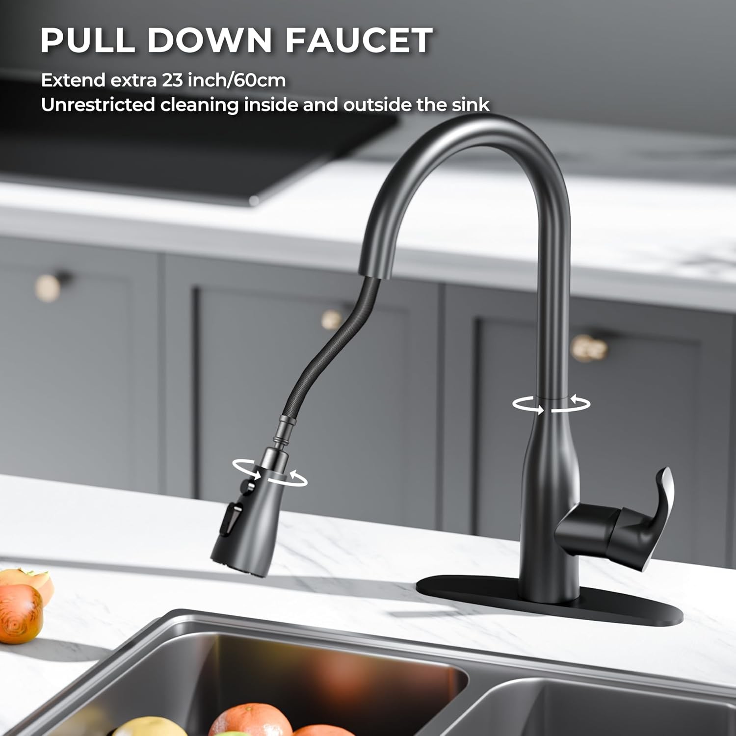 Touchless Kitchen Faucet with Dual Sensors Pull Down Sprayer Water Saving Matte