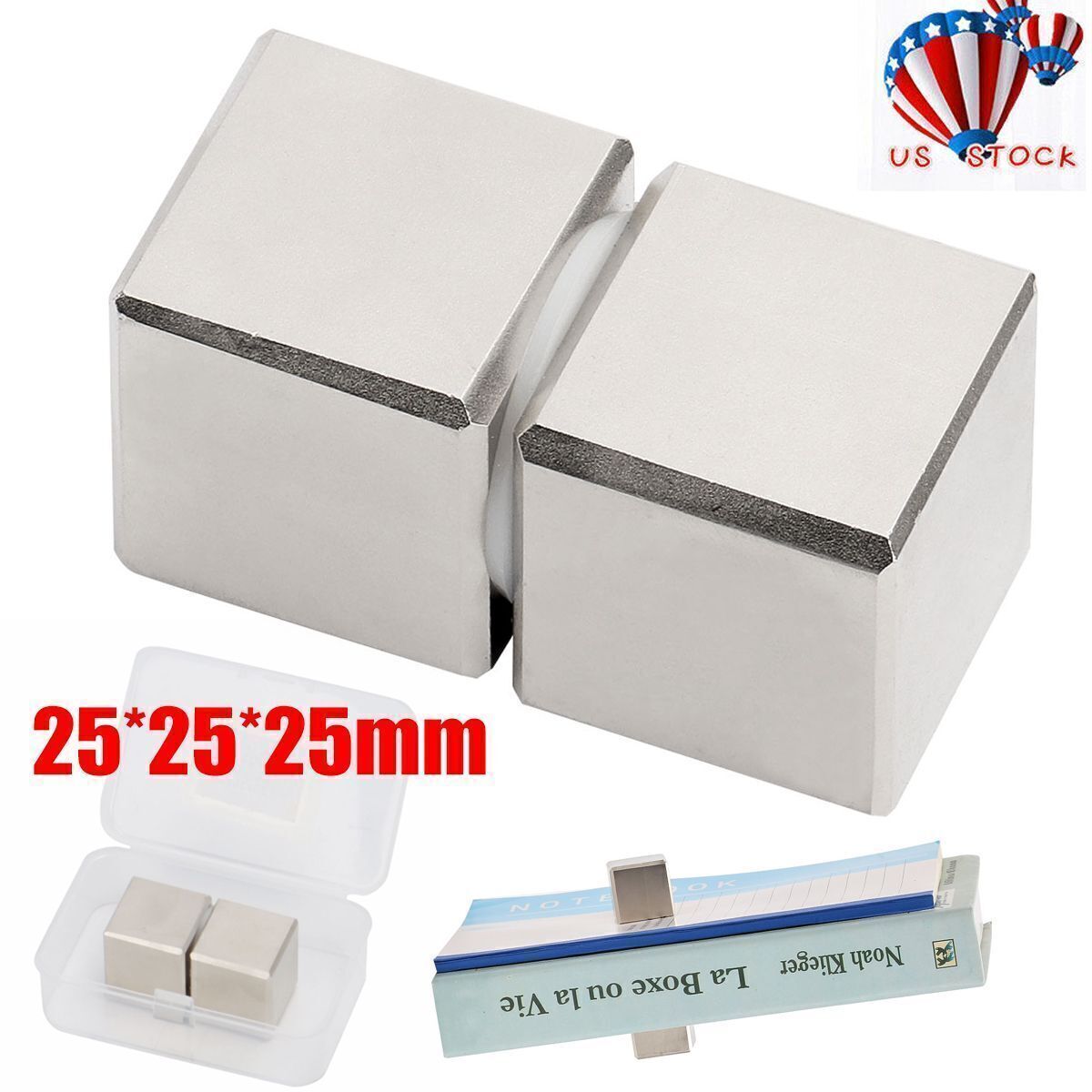 2PCS Block Magnets Super Strong N45 Neodymium Large Magnet 1"x1"x1" Rare Earth