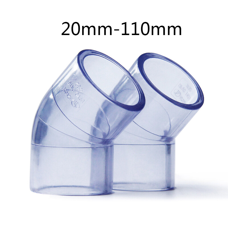 PVC Equal Water Supply Pipes 45° Elbow Fittings Adapter Connector Transparent