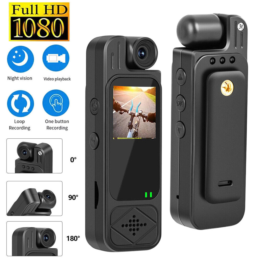 1080P Camcorder Mini Police Body Camera HD 180° Video DVR IR Night Vision Cam