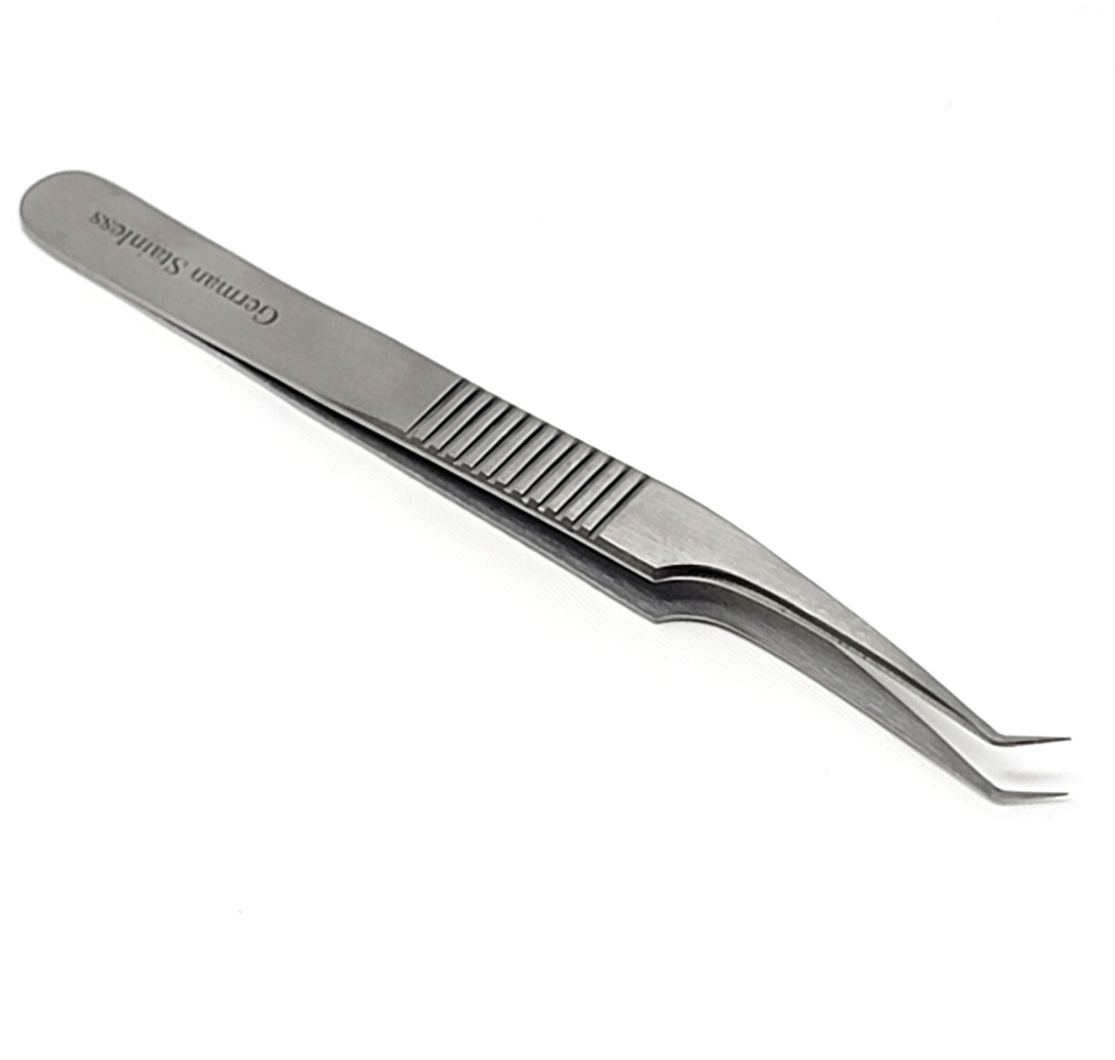 Eyelash Extensions Tweezer Stainless Steel Angled 8A Ridged Handle