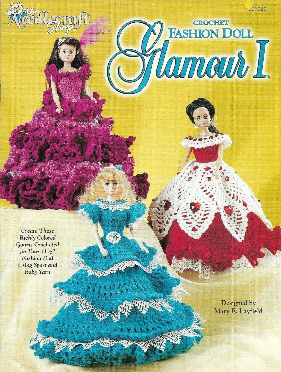 FASHION DOLL GLAMOUR I DRESSES 3 BEAUTIFUL DESIGNS CROCHET PATTERN BOOK