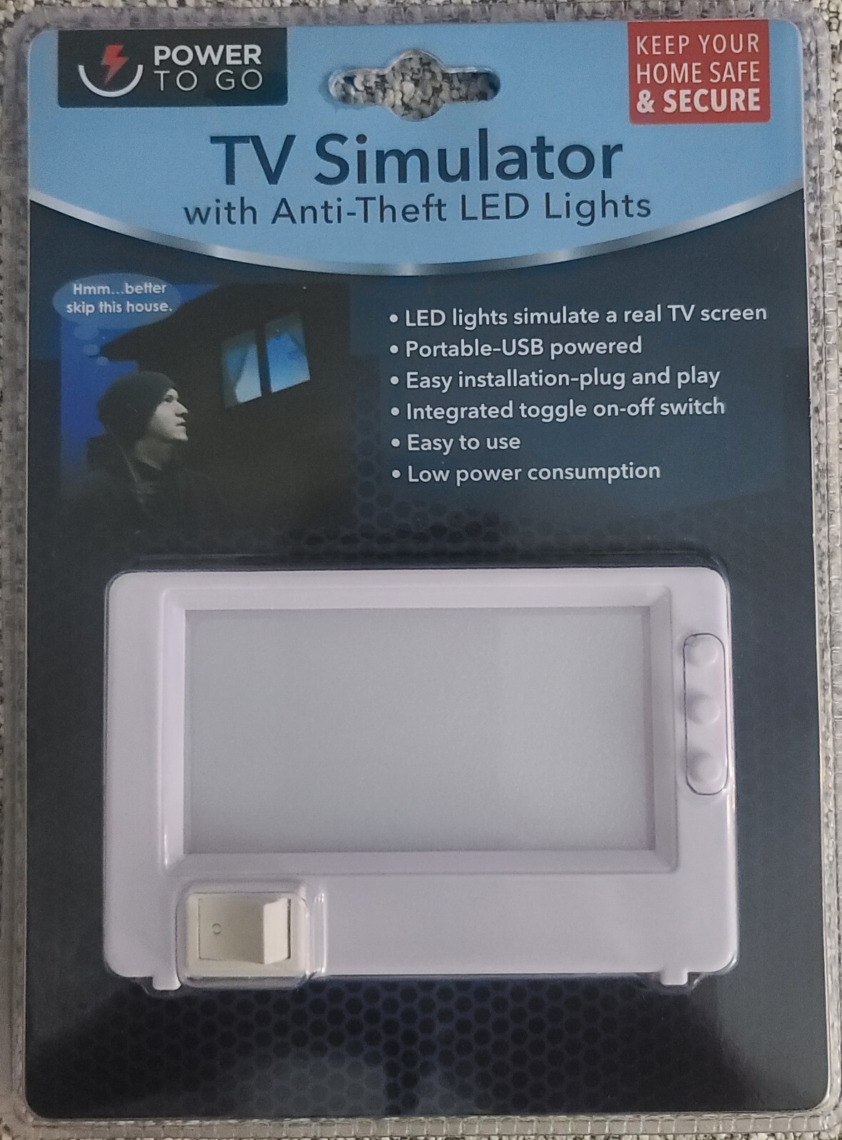 LED FAKE DUMMY TV SIMULATOR HOME SECURITY CRIME PREVENTION USB PORTABLE TOGGLE