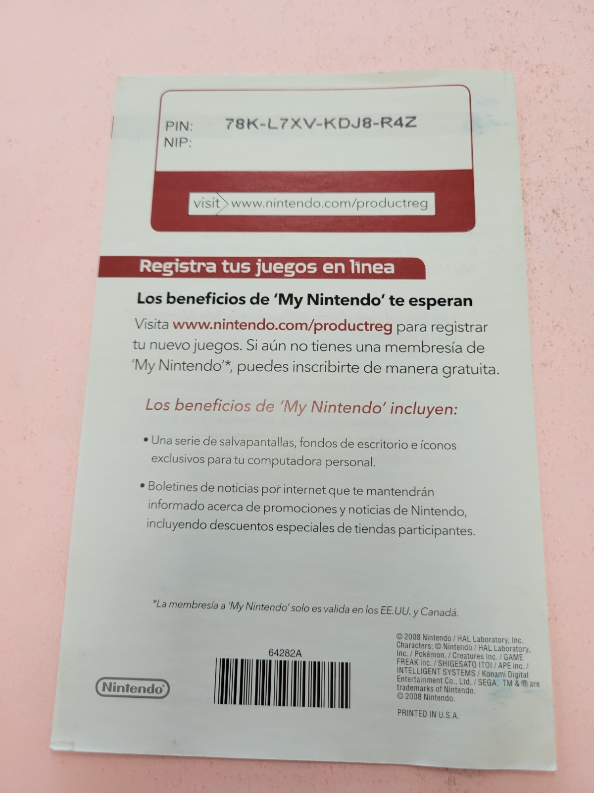 Nintendo Club Wii INSERT ONLY Authentic