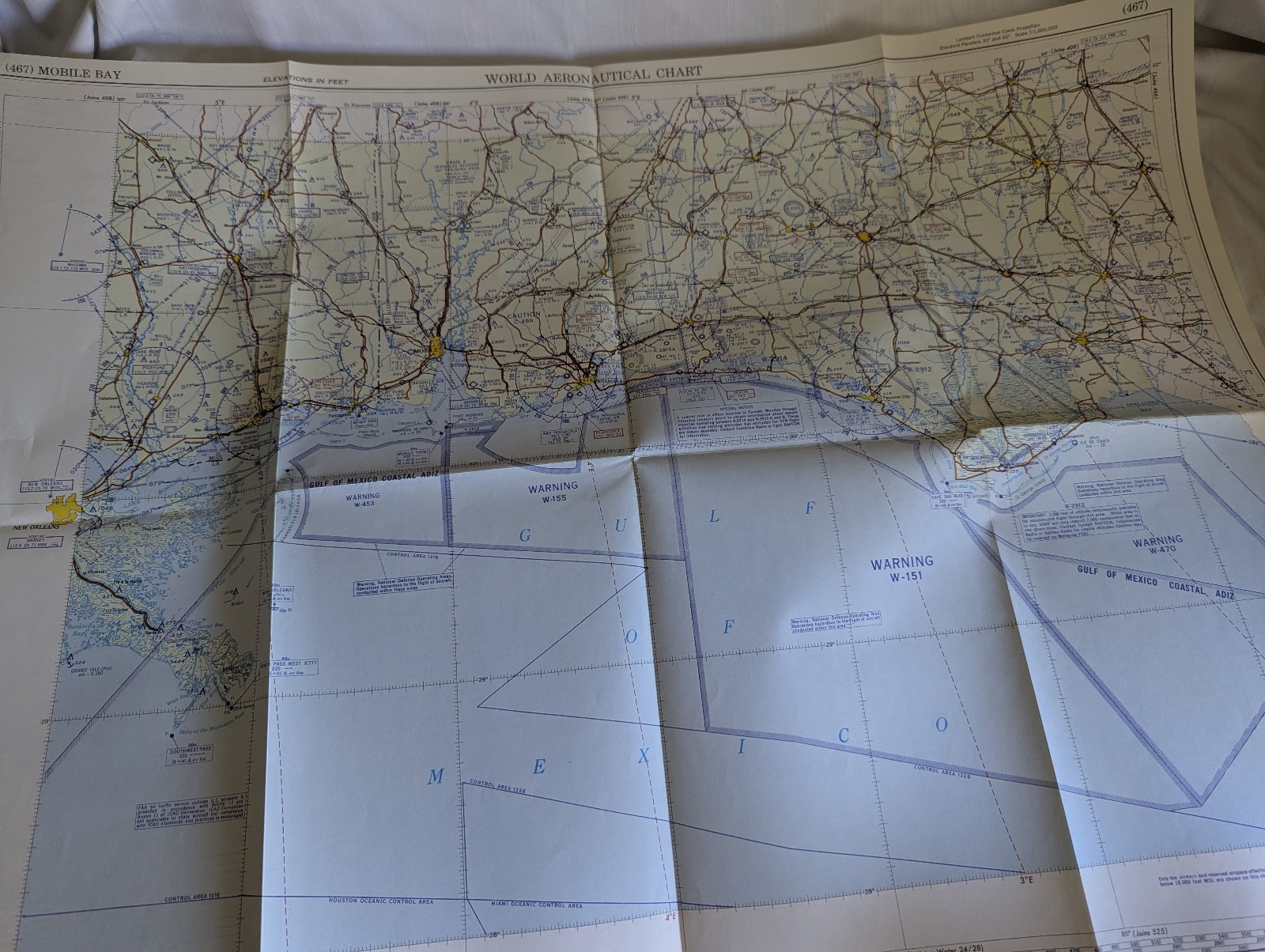 World Aeronautical Chart map Mobile Bay (467) May 20, 1968