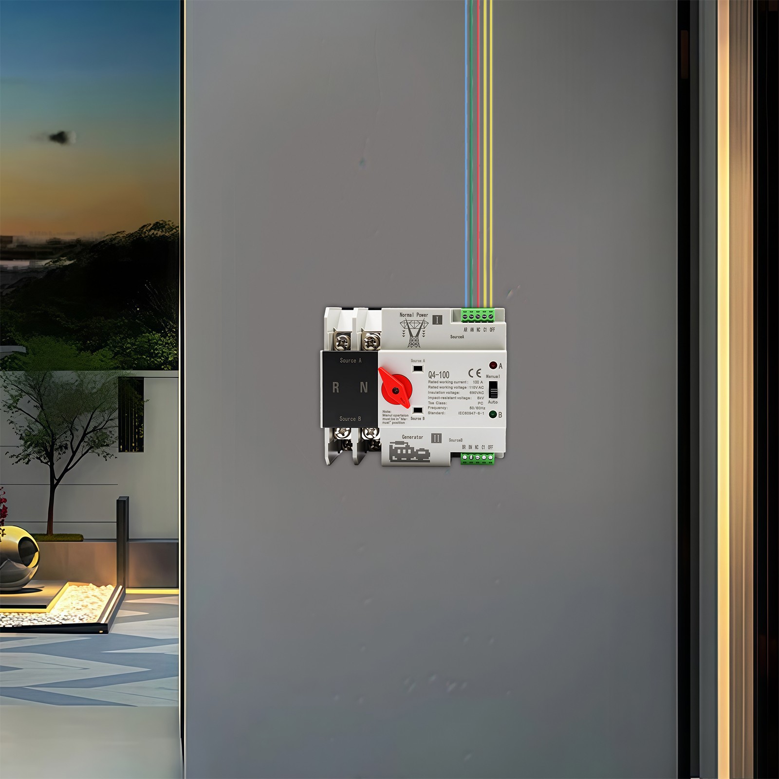 Dual Power Automatic Transfer Switch, 2P 100 Amp Automatic Transfer Switch
