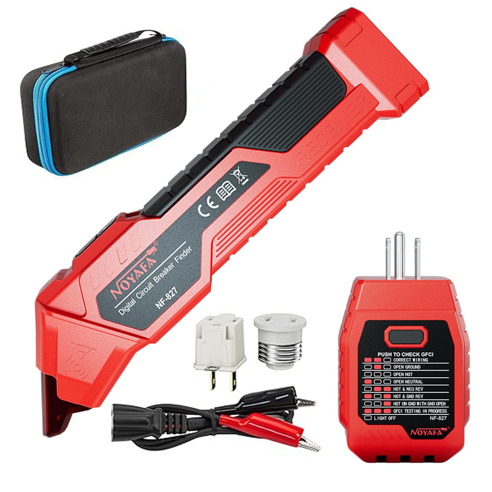 NF-827S Circuit Breaker Locator, GFCI Outlet Tester, RED