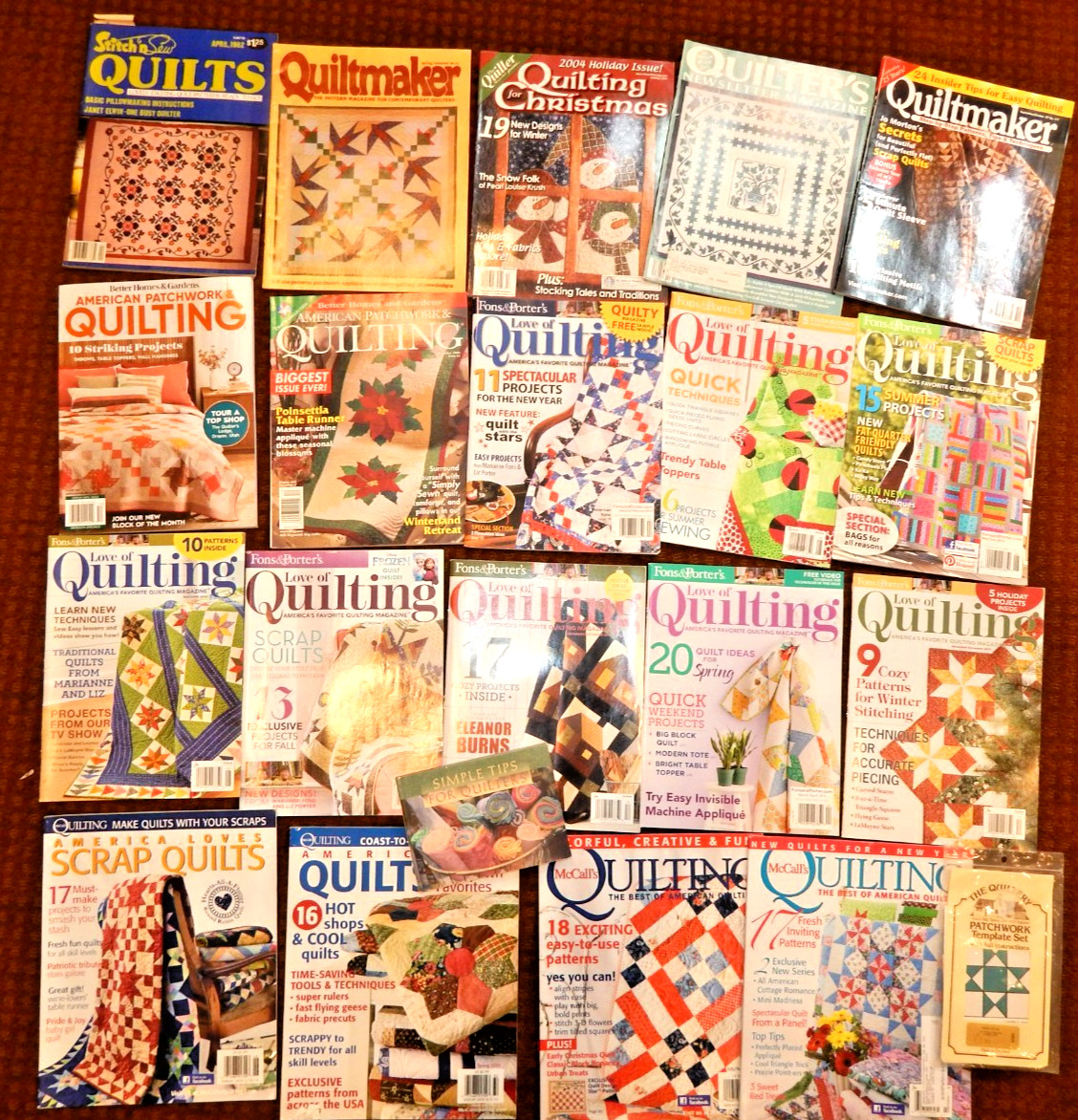 20 Quilt Magazine Patterns Lot Mix BH&G Fons&Porter's McCalls American Patchwork