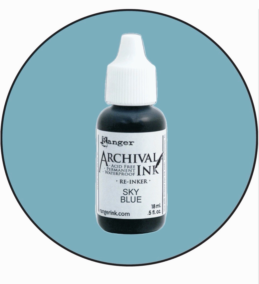 Ranger Archival Re-inker SKY BLUE .5 fl oz Permanent Acid Free For Ink Pad