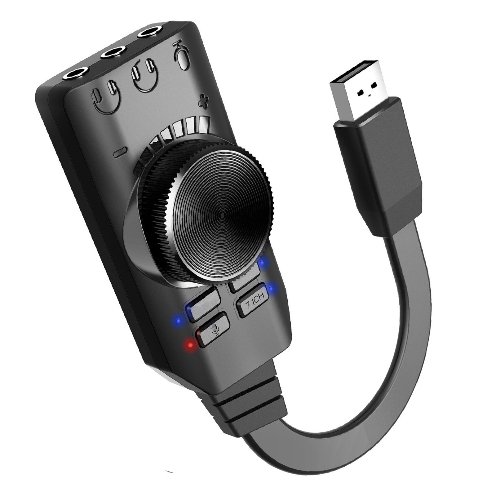 For PC Laptop PS5 USB External Sound Card Virtual 7.1 Channel Adapter Plug Jack