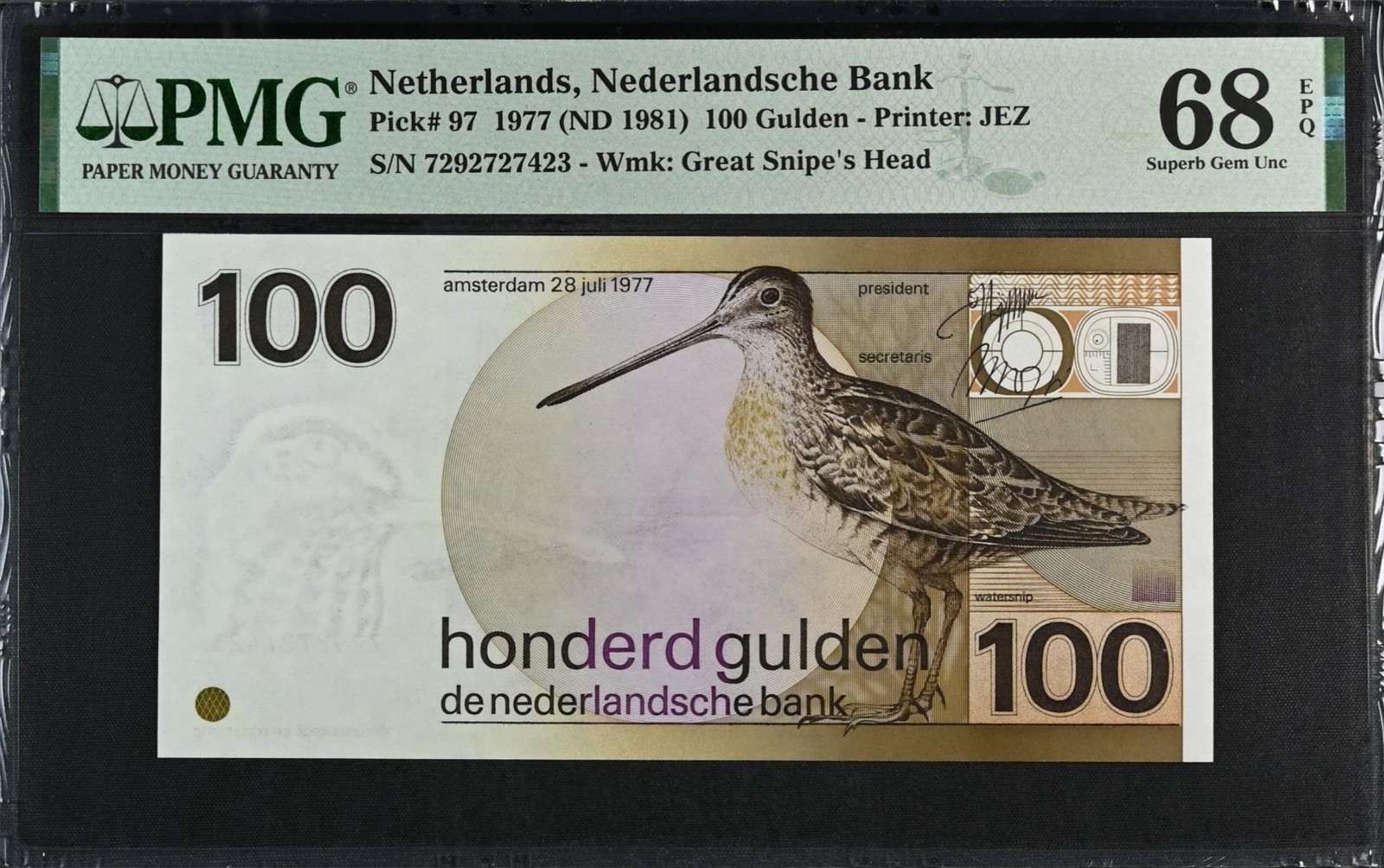 Netherlands, P97, 1977, 100 Gulden, PMG68 EPQ