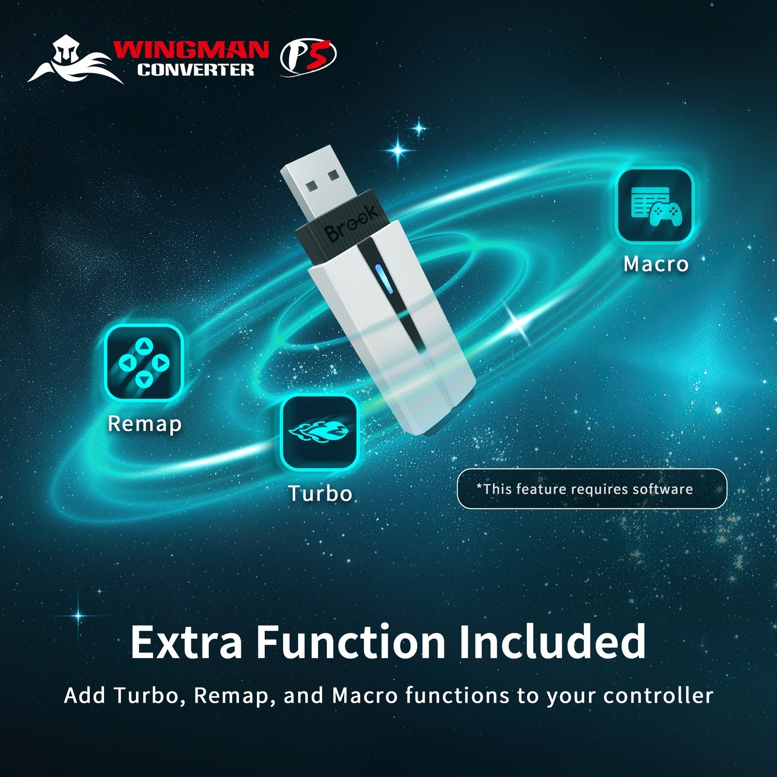 Brook Wingman P5 Converter – Wireless Controller Adapter for PS5 / PS4 / PC