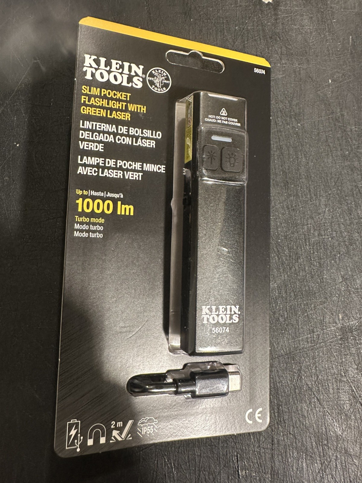 Klein Tools 56074 Slim Pocket LED Flashlight with Green Laser Rechargeable(545)